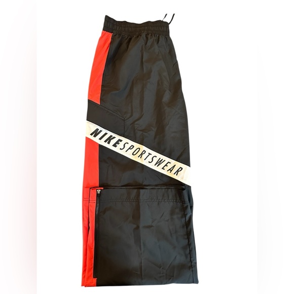 Nike Women’s Black Track Pants with Red and White Accents. Wide leg - Picture 2 of 4